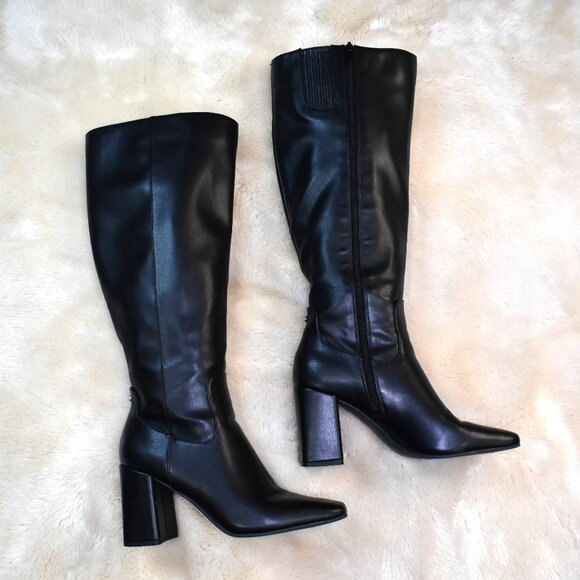 Kelly & Katie Freyna Tall Black Square Toe Knee High Boots Size 9 - Picture 2 of 16